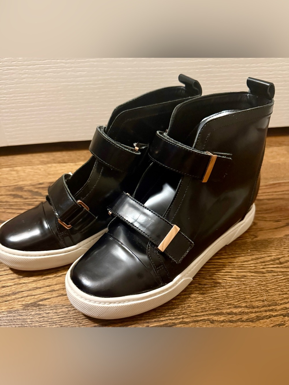 Saint & Libertine Black Hidden Heel Wedge Sneakers - Double Strap